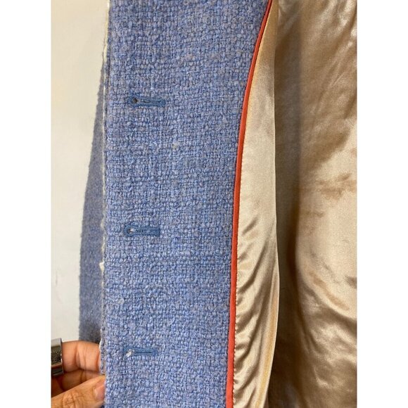 J. Crew Lousia Lady Jacket Cropped Pale Blue Maritime Tweed BJ987 Size 16 - Picture 11 of 14